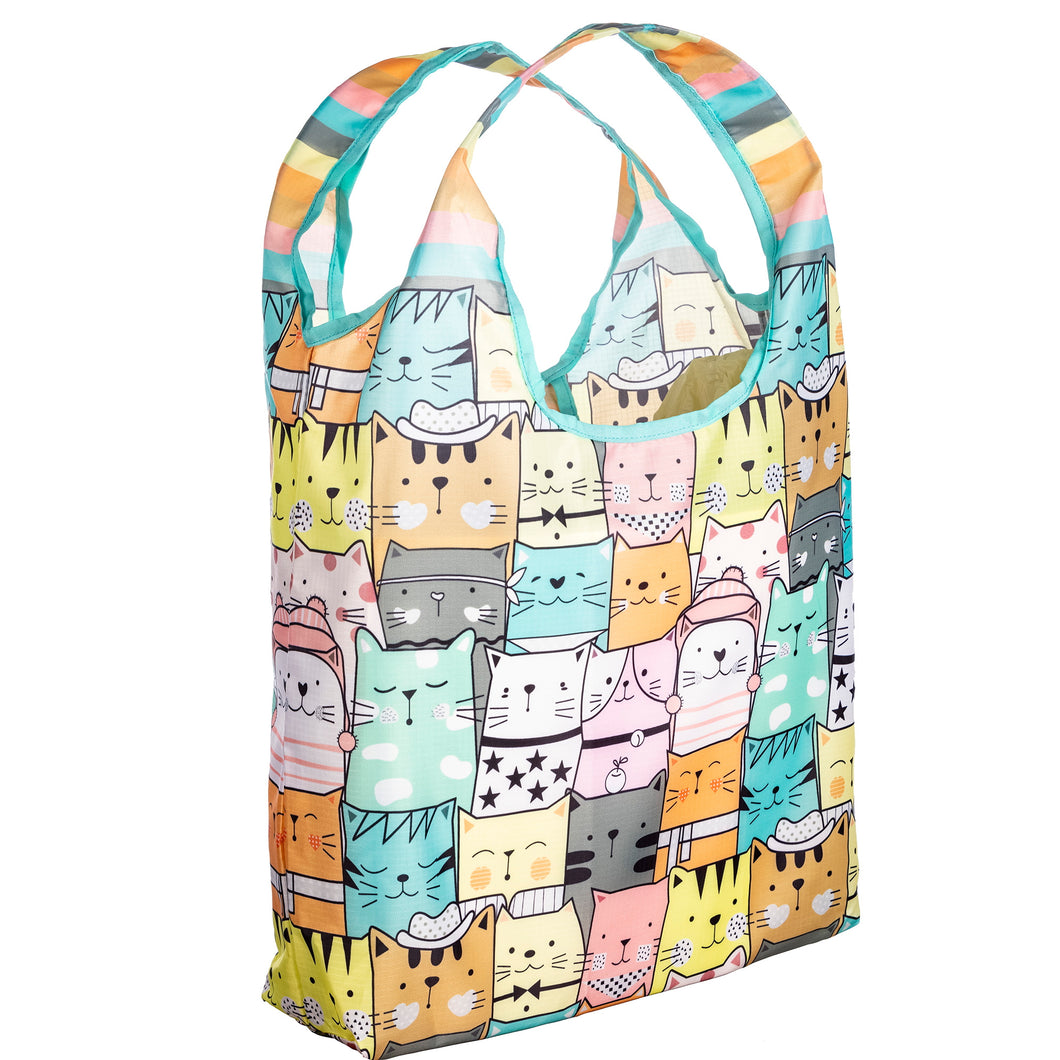 O-WITZ Reusable Shopping Bag - Animal Pattern - Cat