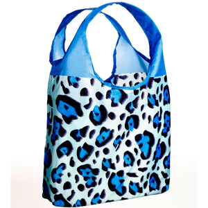 O-WITZ Reusable Shopping Bag - Cheetah Print - Blue