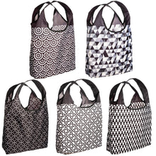 Load image into Gallery viewer, O-WITZ 5-Pack Reusable Shopping Bags Geometric B&amp;W Prints
