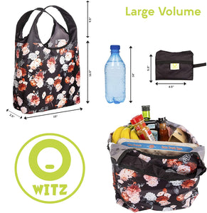 O-WITZ Reusable Shopping Bag - Vintage Floral - Black